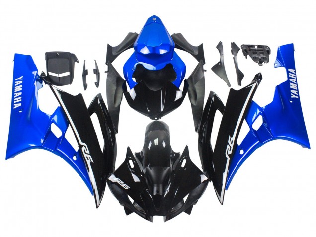 2006-2007 Blue Glossy Black Yamaha YZF 600 R6 Motorcycle Fairings UK