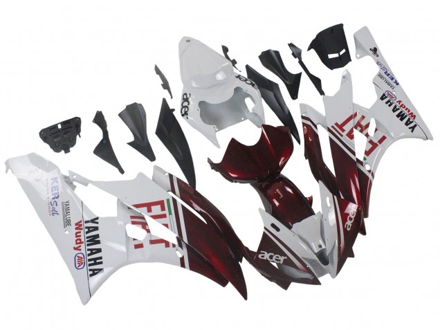 2006-2007 White Maroon Red Fiat Acer Yamalube Yamaha YZF 600 R6 Motorcycle Fairings UK