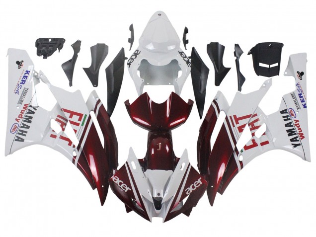 2006-2007 White Maroon Red Fiat Acer Yamalube Yamaha YZF 600 R6 Motorcycle Fairings UK