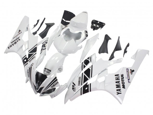 2006-2007 White Glossy Black Motul Michelin Yamaha YZF 600 R6 Motorcycle Fairings UK