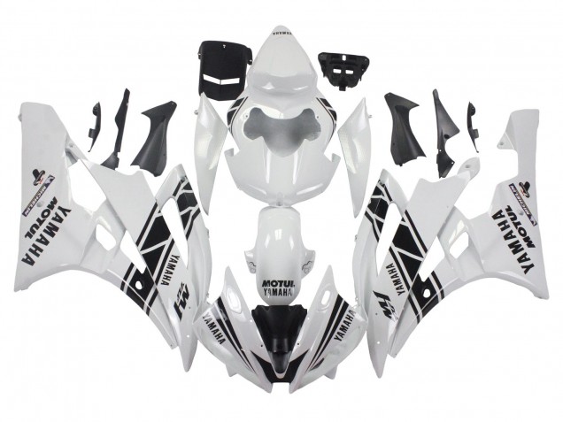 2006-2007 White Glossy Black Motul Michelin Yamaha YZF 600 R6 Motorcycle Fairings UK