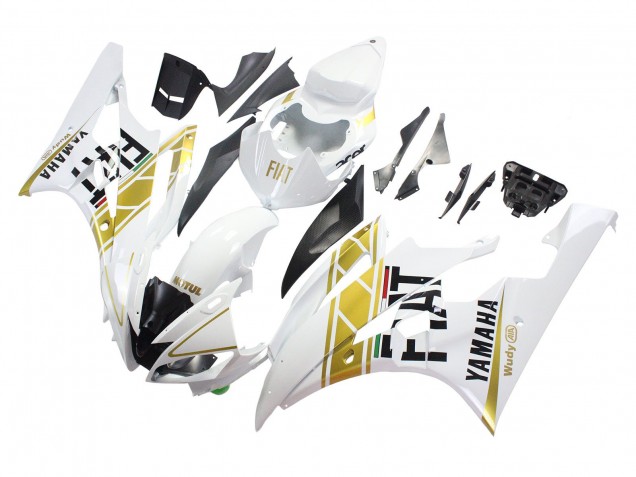 2006-2007 White Gold Black Fiat Yamaha YZF 600 R6 Motorcycle Fairings UK