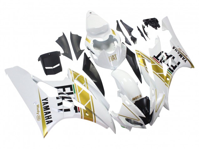 2006-2007 White Gold Black Fiat Yamaha YZF 600 R6 Motorcycle Fairings UK