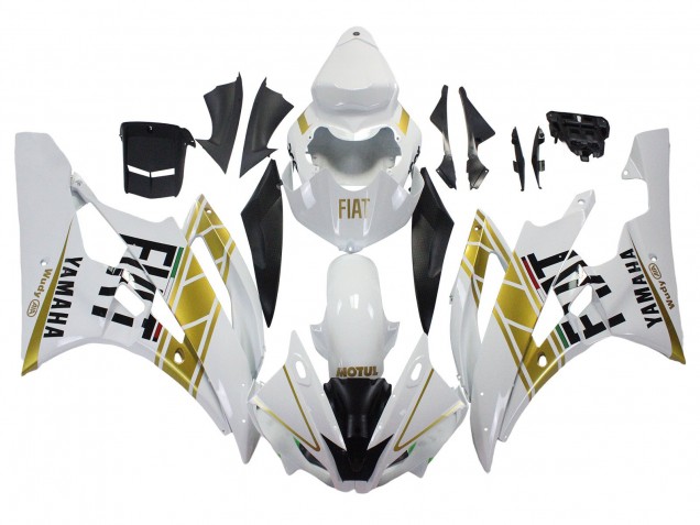 2006-2007 White Gold Black Fiat Yamaha YZF 600 R6 Motorcycle Fairings UK