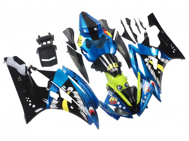 2006-2007 Blue Neon Green Black Shark Yamaha YZF 600 R6 Motorcycle Fairings UK