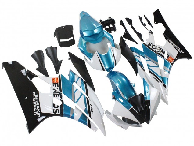 2006-2007 White Blue Black Semakin Didepan ENEOS Yamaha YZF 600 R6 Motorcycle Fairings UK
