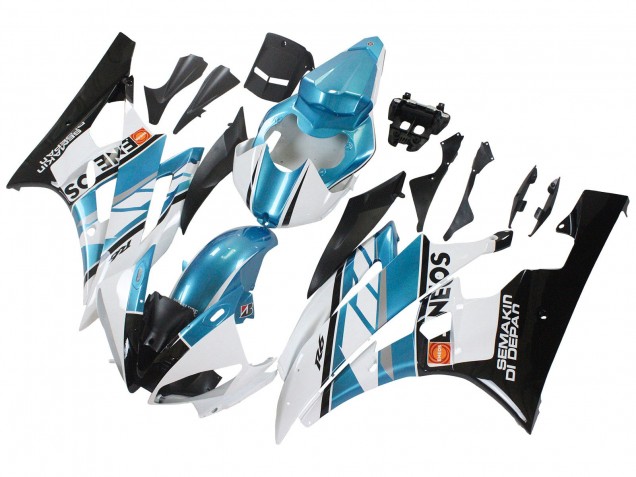 2006-2007 White Blue Black Semakin Didepan ENEOS Yamaha YZF 600 R6 Motorcycle Fairings UK
