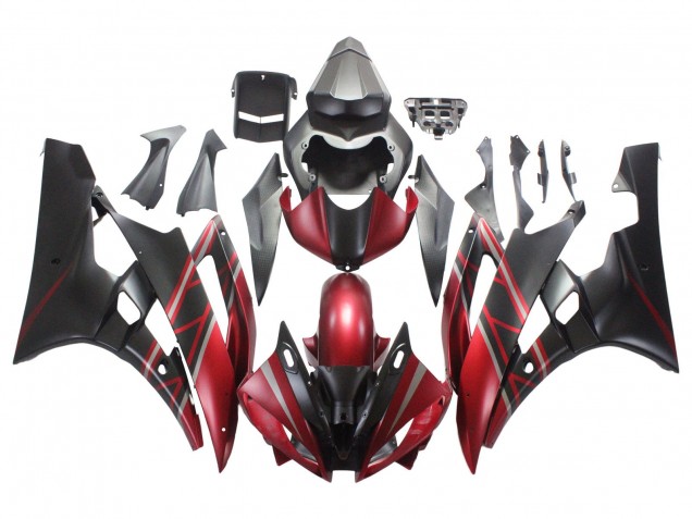 2006-2007 Red Matte Black Yamaha YZF 600 R6 Motorcycle Fairings UK