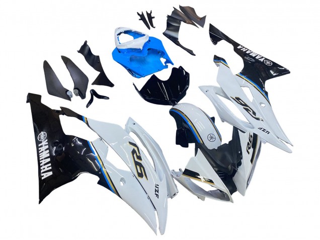2008-2016 White Blue Glossy Black Yamaha YZF 600 R6 Motorcycle Fairing UK