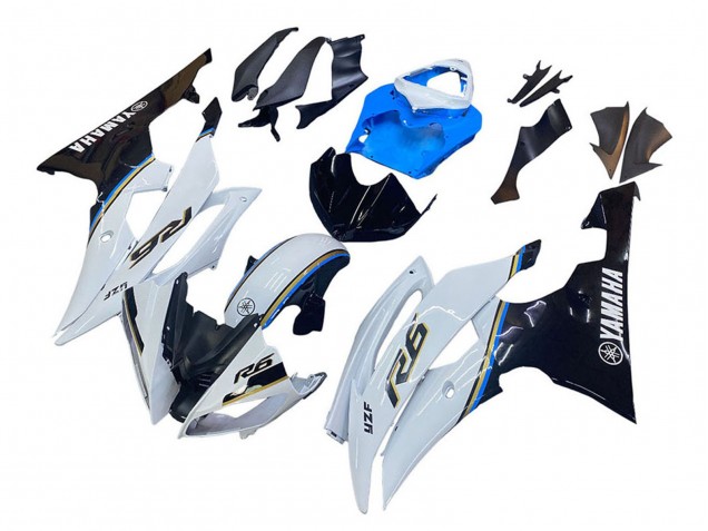2008-2016 White Blue Glossy Black Yamaha YZF 600 R6 Motorcycle Fairing UK