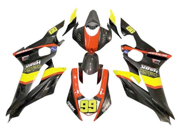 2008-2016 Yellow Orange Black Carbon Fiber Style Yamaha YZF 600 R6 Motorcycle Fairings UK