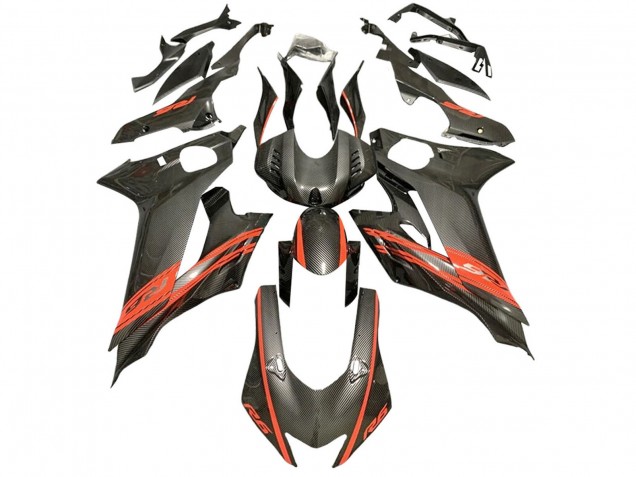 2017-2025 Red Black Carbon Fiber Style Yamaha YZF 600 R6 Motorcycle Fairings UK