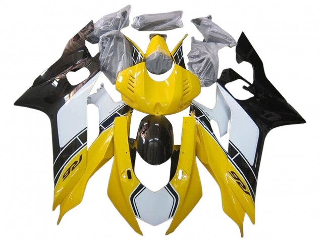 2017-2025 White Yellow Glossy Black Yamaha YZF 600 R6 Motorcycle Fairings UK
