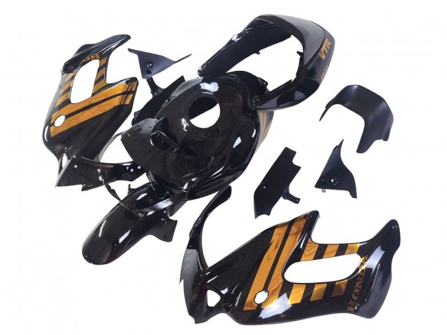 1997-2005 Glossy Black Gold Honda VTR1000F Motorcycle Fairings UK