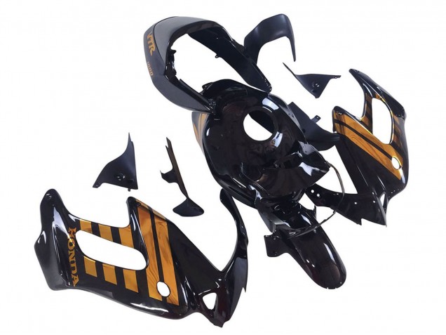 1997-2005 Glossy Black Gold Honda VTR1000F Motorcycle Fairings UK