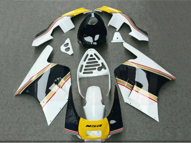 1988-1989 White Yellow Gold Glossy Black Honda NSR250R Motorcycle Fairings UK