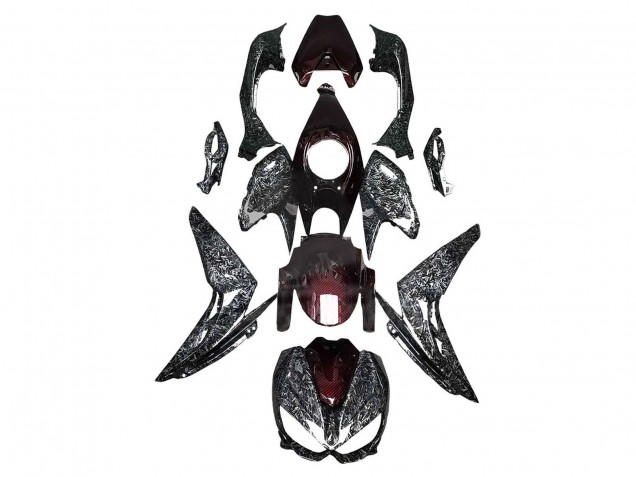 2014-2019 Black Red Forged Carbon Fiber Kawasaki Z1000 Motorcycle Fairings UK