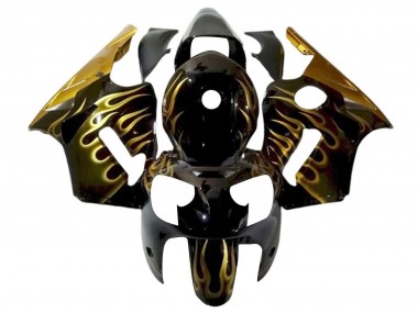 Buy 2000-2001 Glossy Black Gold Flame Kawasaki ZX12R Motorcycle Fairings UK