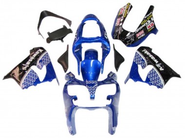 Buy 2000-2001 Blue White Glossy Black Kawasaki ZX9R Motorcycle Fairings UK
