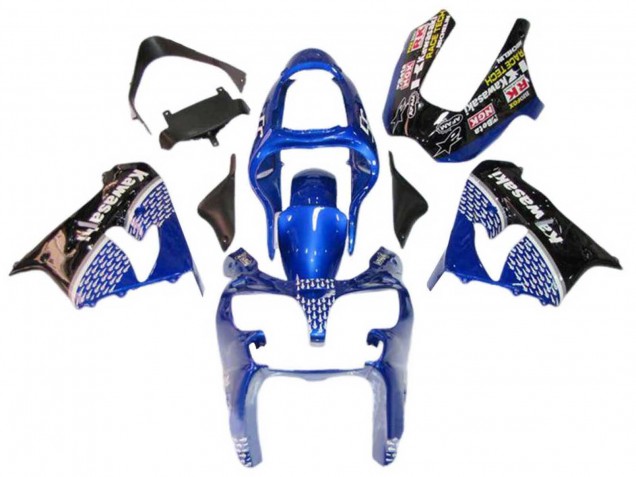 2000-2001 Blue White Glossy Black Kawasaki ZX9R Motorcycle Fairings UK