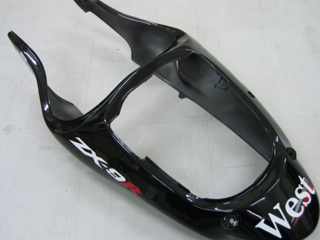 2000-2001 Glossy Black White West Kawasaki ZX9R Motorcycle Fairings UK