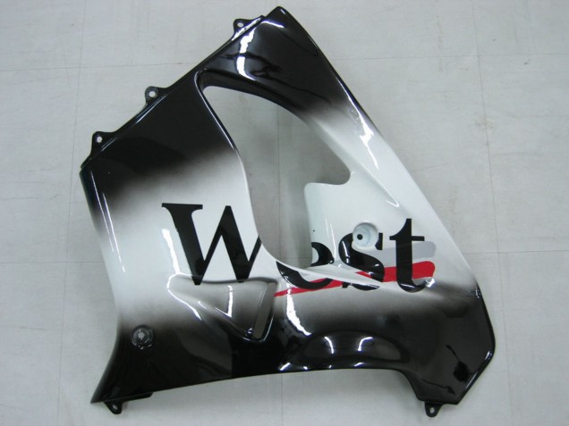 2000-2001 Glossy Black White West Kawasaki ZX9R Motorcycle Fairings UK