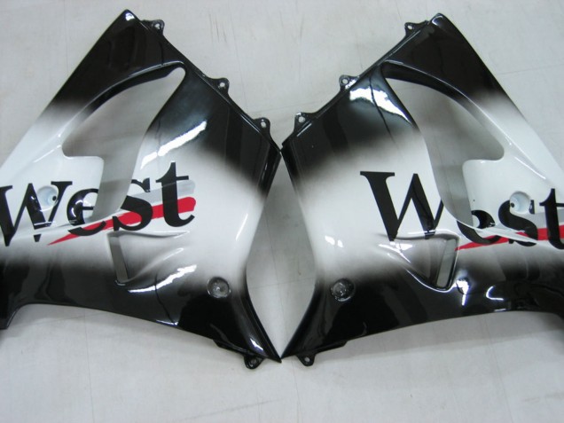 2000-2001 Glossy Black White West Kawasaki ZX9R Motorcycle Fairings UK
