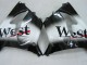 2000-2001 Glossy Black White West Kawasaki ZX9R Motorcycle Fairings UK