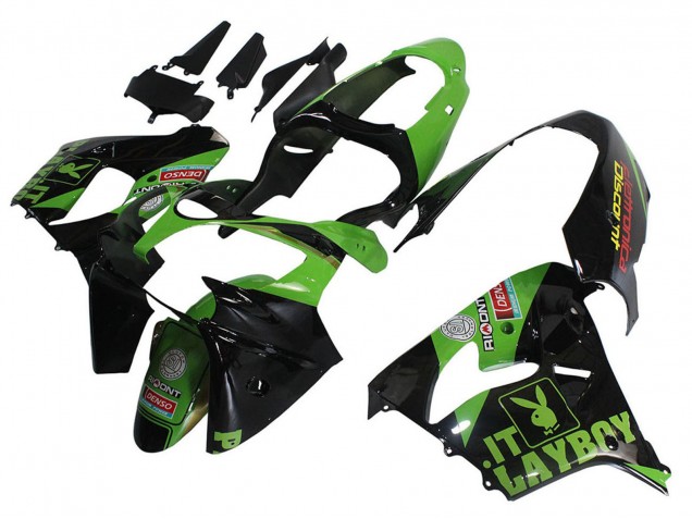 2000-2001 Green Black Playboy DENSO Kawasaki ZX9R Motorcycle Fairings UK