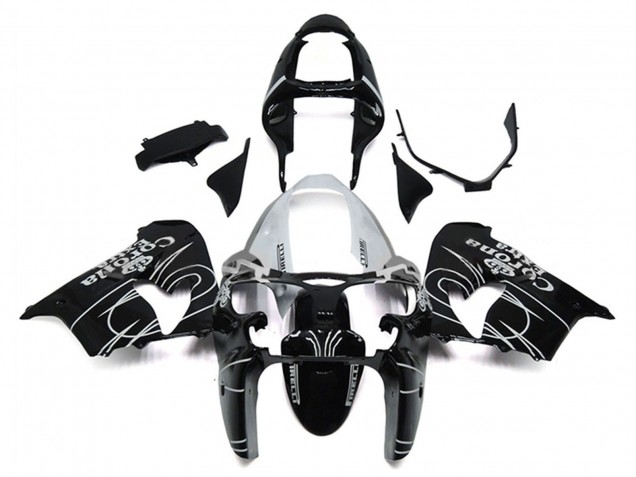 2000-2001 Glossy Black White Corona Extra Kawasaki ZX9R Motorcycle Fairings UK