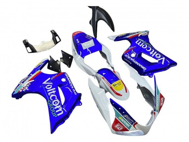 2003-2013 White Blue Voltcom Suzuki SV650 Motorcycle Fairings UK