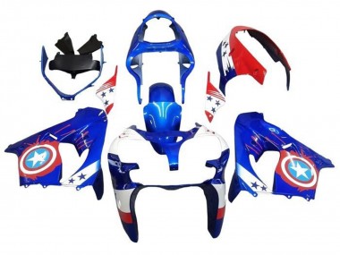 Buy 2000-2001 Blue Red Captain America Star Kawasaki ZX9R Motorcycle Fairings UK