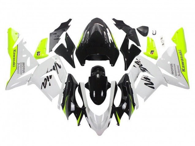 2004-2005 White Black Neon Yellow Kawasaki ZX10R Motorcycle Fairings UK