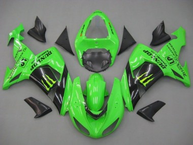 Buy 2006-2007 Green Glossy Black Monster Dunlop Kawasaki ZX10R Motorcycle Fairings UK
