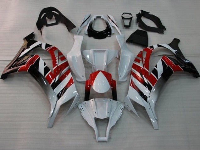 2011-2015 White Red Black Stripe Kawasaki ZX10R Motorcycle Fairings UK