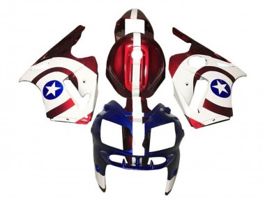 Buy 2000-2001 Candy Red White Blue Captain America Kawasaki ZX12R Motorcycle Fairings UK