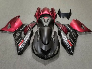 Buy 2006-2011 Matte Black Red Silver Flame Kawasaki ZX14R ZZR1400 Motorcycle Fairings UK