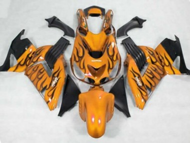 Buy 2006-2011 Orange Black Flame Kawasaki ZX14R ZZR1400 Motorcycle Fairings UK