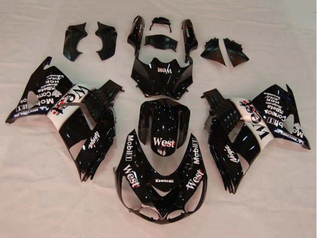 2006-2011 Glossy Black White West Kawasaki ZX14R ZZR1400 Motorcycle Fairings UK