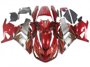Buy 2006-2011 Red Silver Black Gold Kawasaki ZX14R ZZR1400 Motorcycle Fairings UK