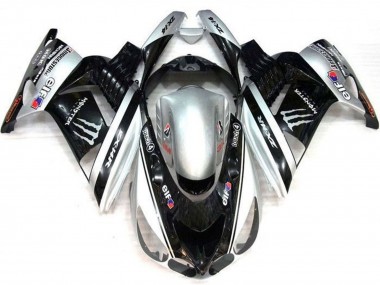 Buy 2006-2011 Silver Black Elf Touch4 Monster Bridgestone Kawasaki ZX14R ZZR1400 Motorcycle Fairings UK
