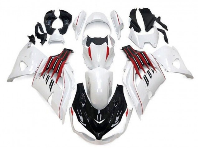 2012-2024 White Black Red Stripe Kawasaki ZX14R ZZR1400 Motorcycle Fairings UK