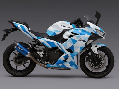 Buy 2024-2025 White Blue Geometric Kawasaki Ninja 500 EX500R Motorcycle Fairings UK