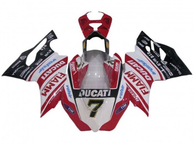 2011-2014 White Red Glossy Black Fiamm Tim 7 Ducati Panigale 1199 Motorcycle Fairings UK