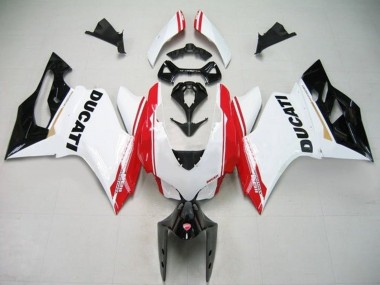 Buy 2011-2014 White Red Glossy Black Stripe Ducati Panigale 1199 Motorcycle Fairings UK