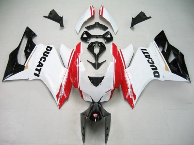 2011-2014 White Red Glossy Black Stripe Ducati Panigale 1199 Motorcycle Fairings UK