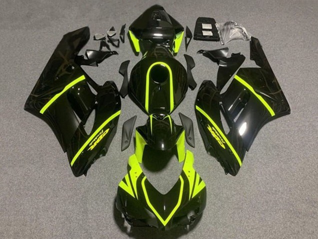 2004-2005 Glossy Black High Viz Yellow Stripe Honda CBR1000RR Motorcycle Fairings UK