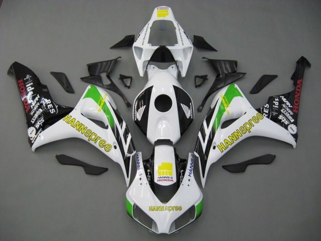 2006-2007 White Green Yellow Glossy Black Hannspree Honda CBR1000RR Motorcycle Fairings UK