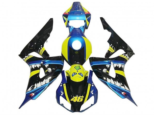 2006-2007 Blue Yellow Glossy Black Shark 46 Honda CBR1000RR Motorcycle Fairings UK