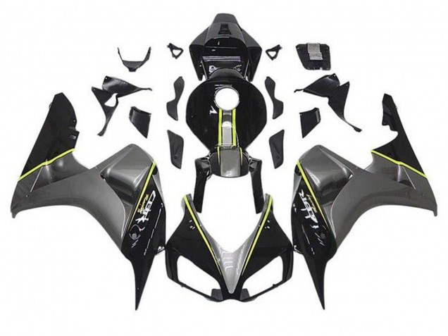 2006-2007 Grey Glossy Black Yellow Stripe Honda CBR1000RR Motorcycle Fairings UK